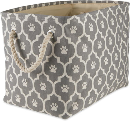 DII Bone Dry RoundSmall Pet Toy and Accessory Storage Bin, 12"(Dia) x9(H), Collapsible Organizer Storage Basket for Home Decor, Pet Toy, Blankets, Leashes and Food-Gray Stripes