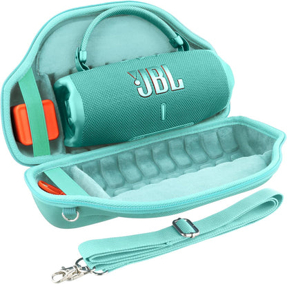 co2CREA Case for JBL Charge 6 Waterproof Portable Bluetooth Speaker, Hard Travel Case with Detachable Shoulder Strap (White Case)