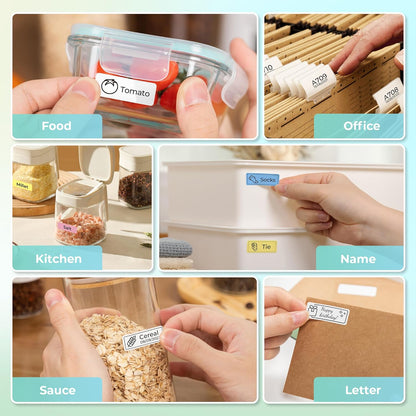 Label Maker Machine with Tape, P21 Portable Bluetooth Label Printer, Wireless Built-in Cutter Sticker Maker Mini Label Makers with Multiple Templates for Organizing Storage Office Home, Black