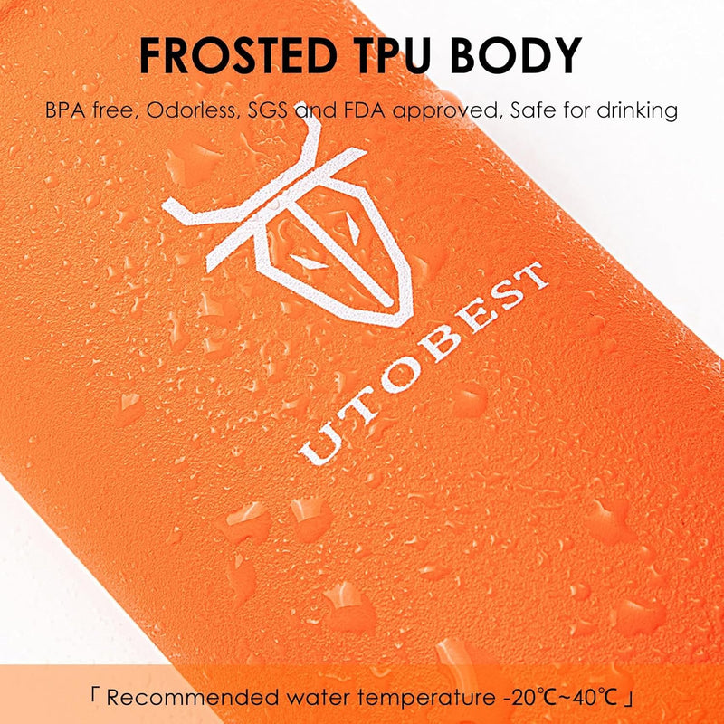 UTOBEST Soft Flask Running Water Bottle Collapsible Water Bottle for Trail Running Hydration Pack Hiking Cycling Climbing 150ML/250ML/350ML/450ML/500ML/550ML