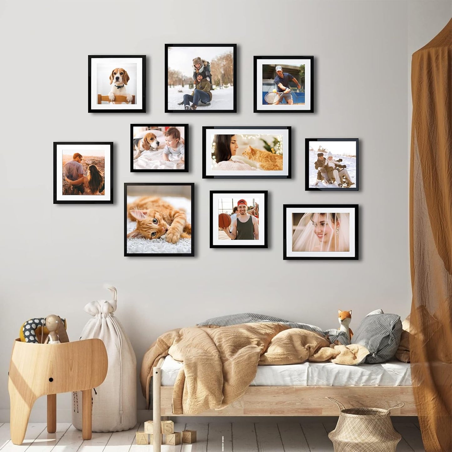 upsimples 11x14 Picture Frame, Display Pictures 8x10 with Mat or 11x14 Without Mat, Wall Hanging Photo Frames, Black