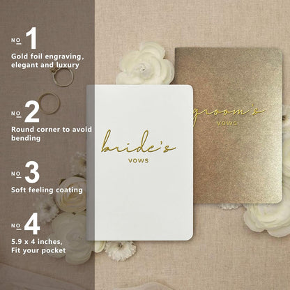 WeddingGiftsWedding Vow Books His and Hers Soft Touch Gold Foil Engraving Vow Books Wedding Essentials Wedding Accessories(TR-HH-Black)