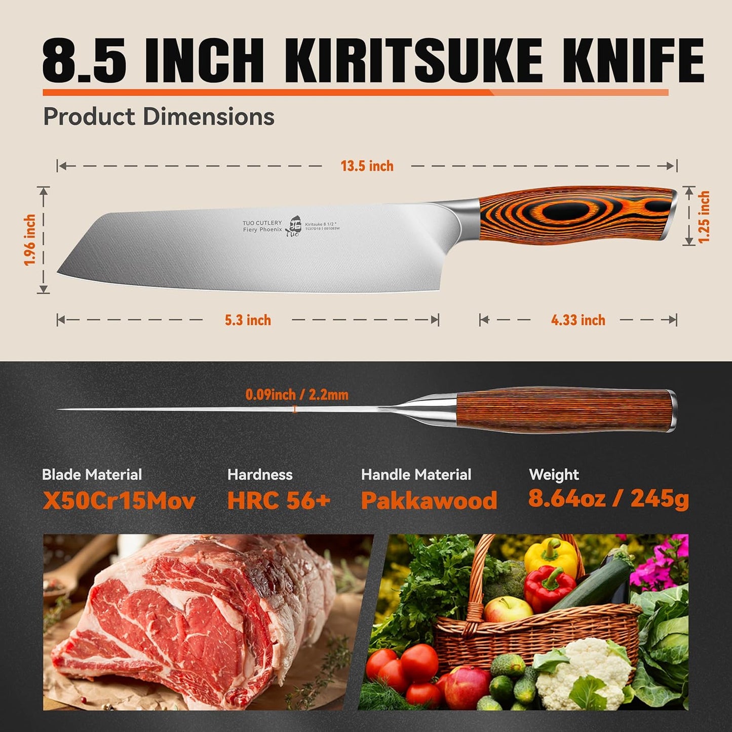 TUO Boning Knife - Razor Sharp Fillet Knife - High Carbon German Stainless Steel Kitchen Cutlery - Pakkawood Handle - Luxurious Gift Box Included - 7 inch - Fiery Phoenix Series