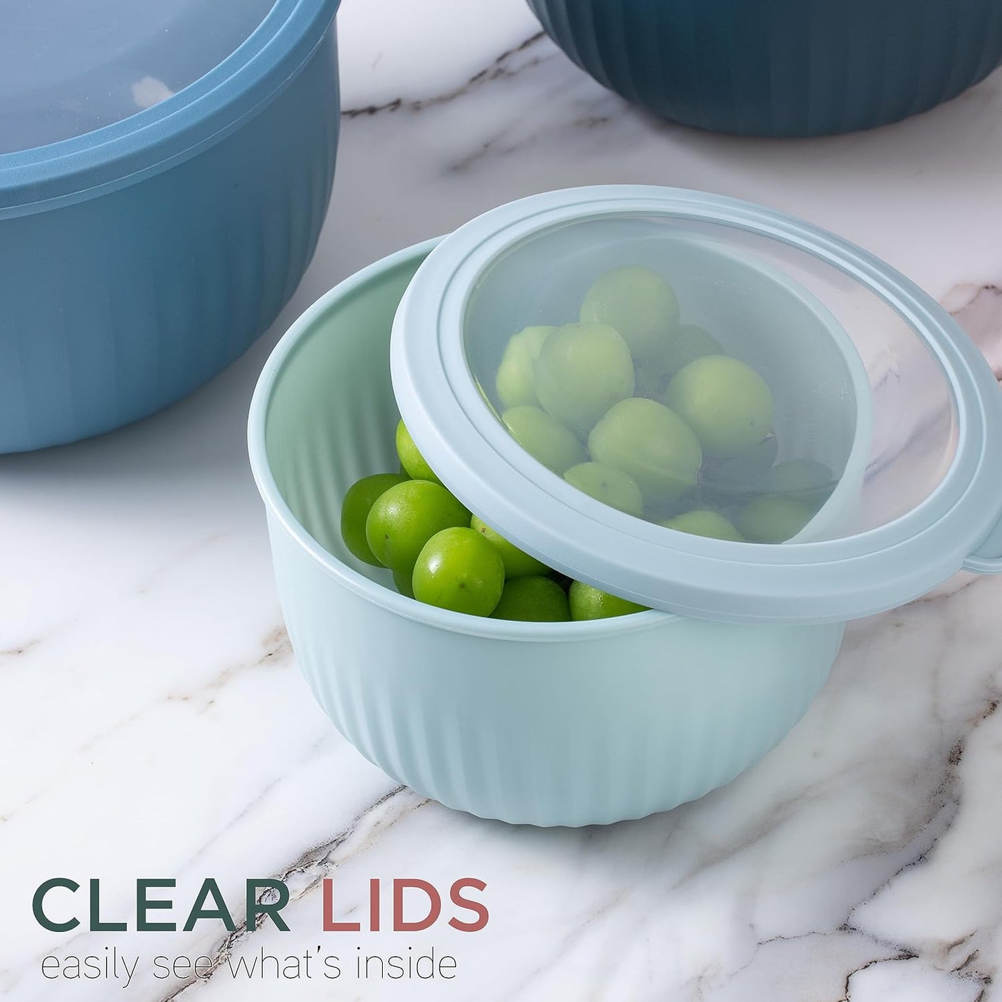 COOK WITH COLOR Prep Bowls with Lids- 8 Piece Nesting Plastic Small Mixing Bowl Set with Lids (Teal Ombre)