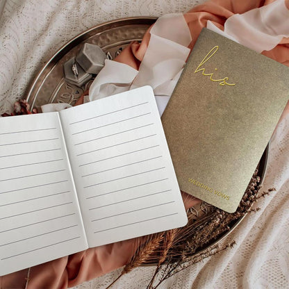 WeddingGiftsWedding Vow Books His and Hers Soft Touch Gold Foil Engraving Vow Books Wedding Essentials Wedding Accessories(TR-HH-Black)