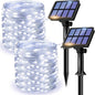 Solar Fairy Lights Outdoor, 2 Pack Total 240 LED Solar String Lights, 8 Modes Solar Twinkle Lights Outdoor Waterproof, Copper Wire Lights for Garden Tree Yard Party Christmas Decorations (Cool White)