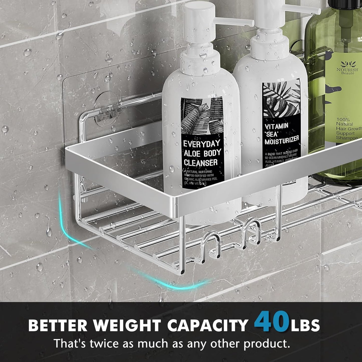 Moforoco Shower Caddy Shelf Organizer Rack, Self Adhesive Black Bathroom Shelves Basket, Home Farmhouse Wall Shower Inside Organization and Storage Decor Rv Accessories, First Apartment Essentials