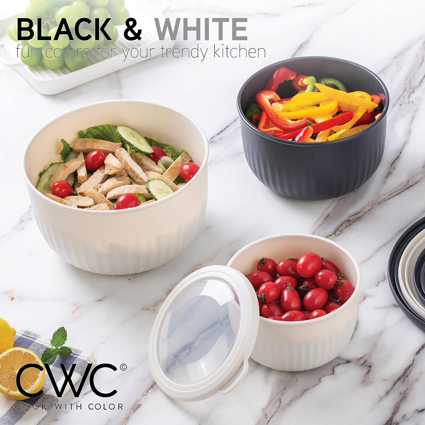 COOK WITH COLOR Prep Bowls with Lids- 8 Piece Nesting Plastic Small Mixing Bowl Set with Lids (Teal Ombre)