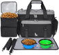 IGOLUMON Dog Travel Bag Weekend Pet Travel Bag Set for Supplies Large Dog Camping Kit Airline Approved Tote Organizer with Multi Pockets, 2 Large Food Containers, 2 Dog Bowls, 1 Feeding Mat