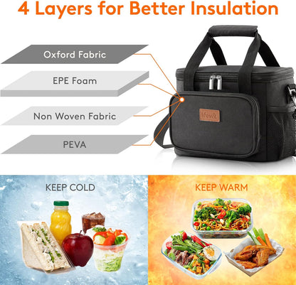 Lifewit Lunch Bag for Men, Insulated Lunch Box Leakproof Soft Cooler Cooling Tote for Adult Women, Waterproof Reusable Lunch Bags for Work Office Outdoor Picnic Camping, Black, 12-Can (9L)
