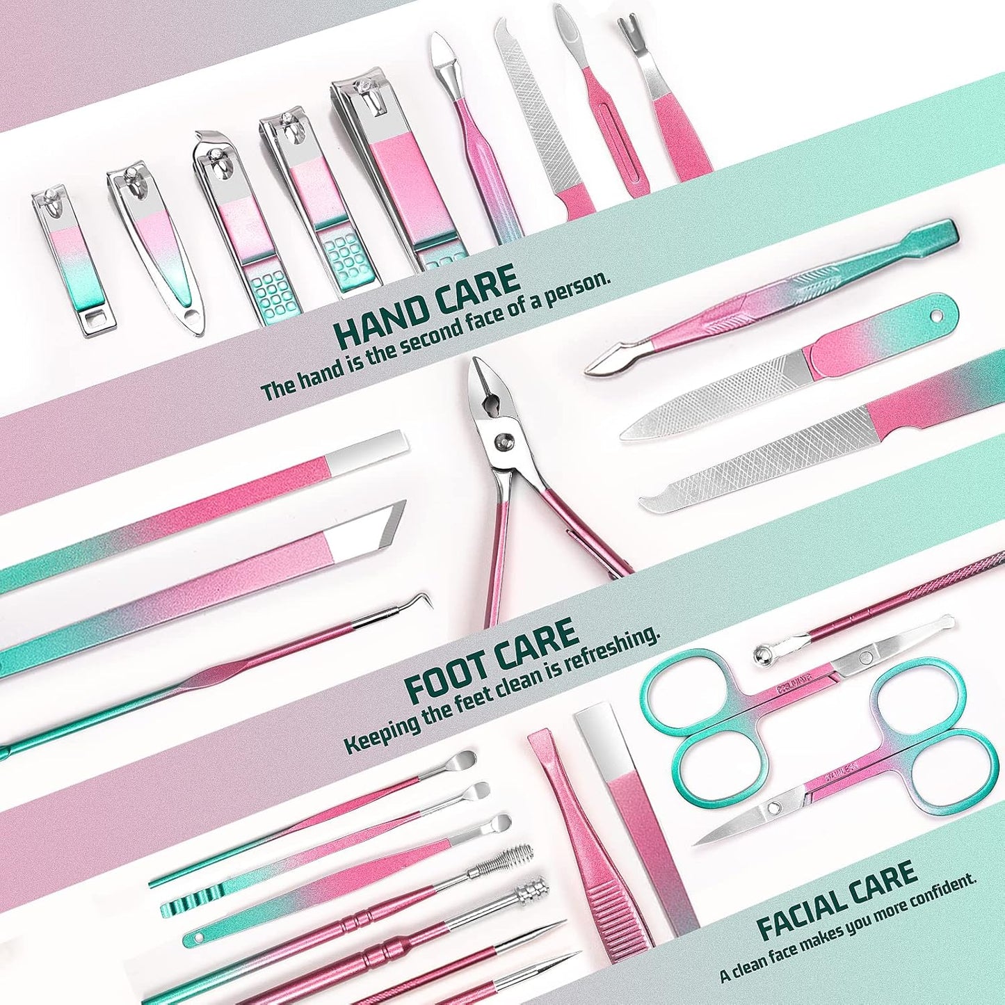 WOAMA Manicure Set 30 in 1 Nail Clipper Set Nail Kit for Women Men Stainless Steel Manicure Kit Professional with Travel Case