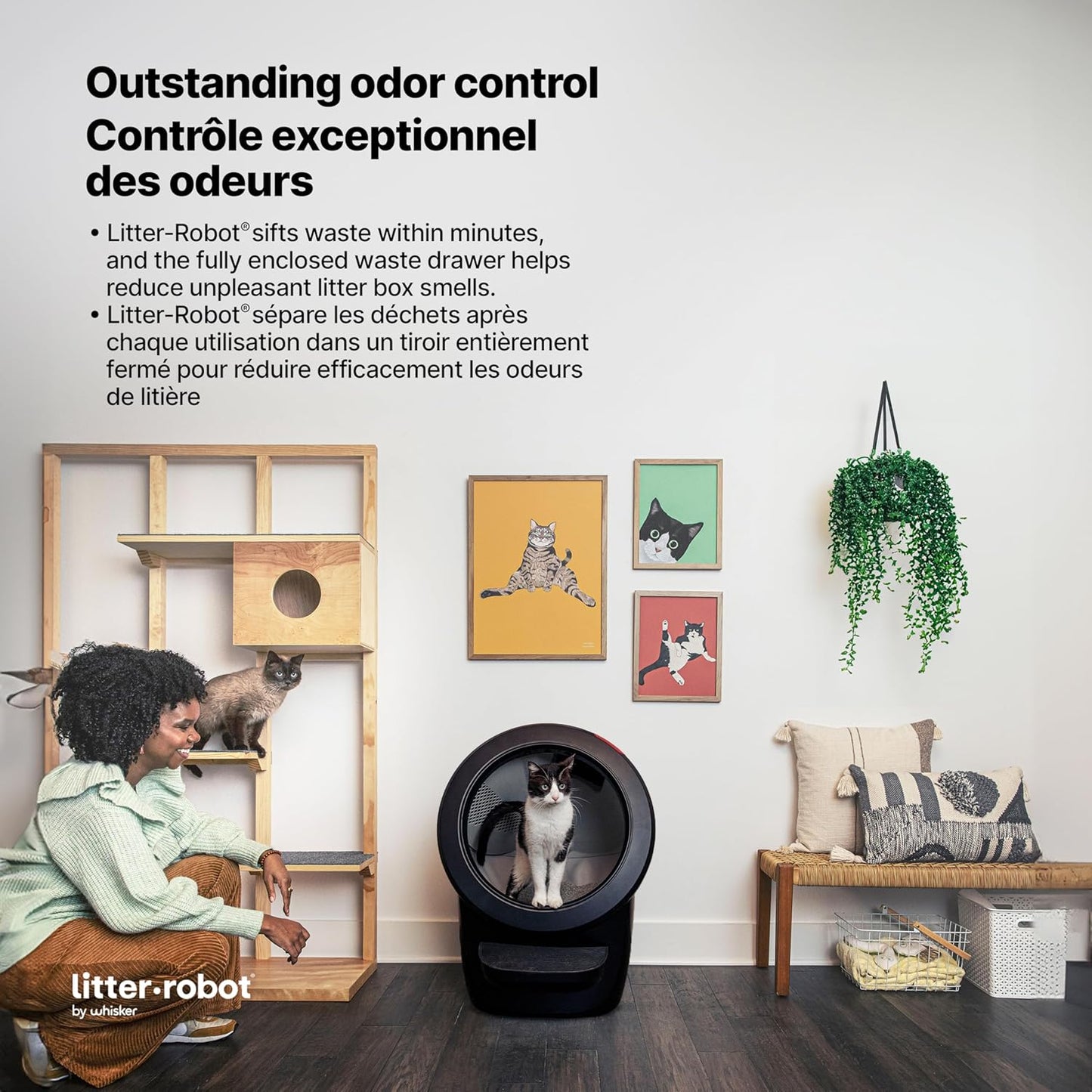 Litter-Robot 4 with Step & Fence by Whisker, White - Automatic, Self-Cleaning Cat Litter Box, Helps Reduce Litter Box Odors, Never Scoop Again, Includes 1 Year of WhiskerCare