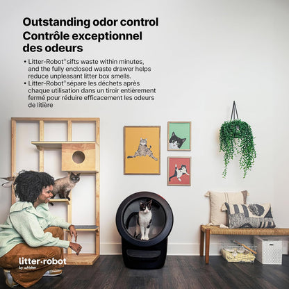 Litter-Robot 4 with Step & Fence by Whisker, White - Automatic, Self-Cleaning Cat Litter Box, Helps Reduce Litter Box Odors, Never Scoop Again, Includes 1 Year of WhiskerCare