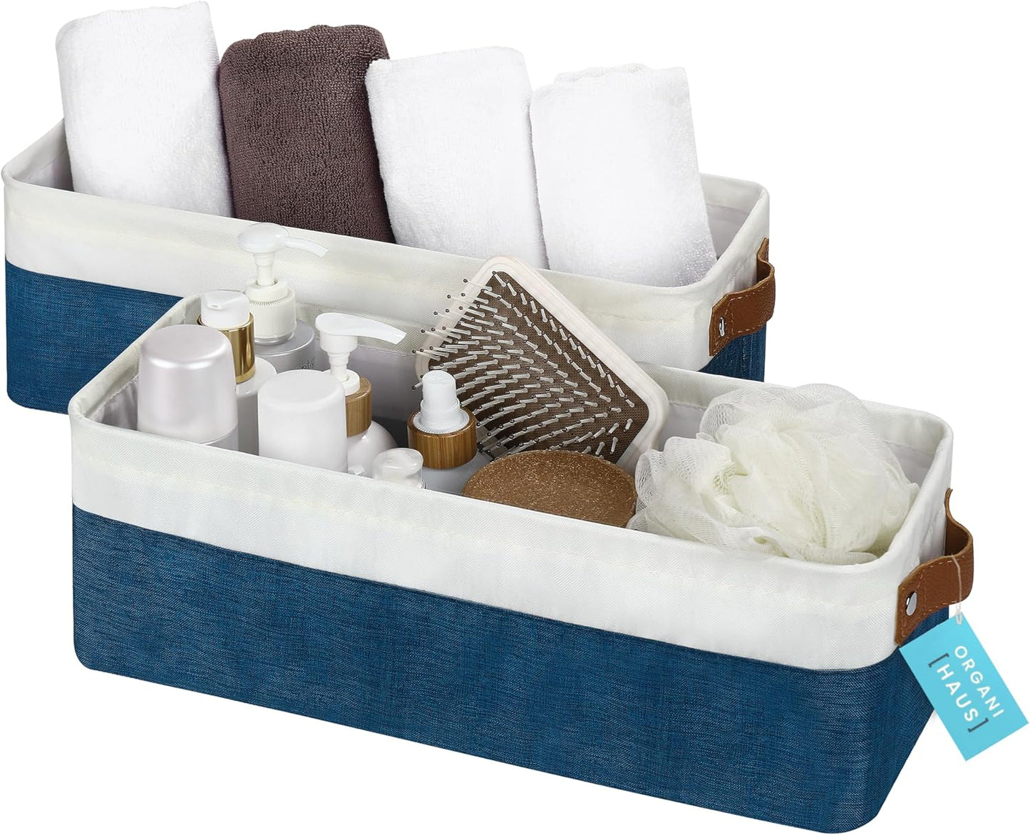 OrganiHaus Large Fabric Storage Baskets for Shelves 3 Pack, 15x11in Closet Storage Bins for Shelves, Cloth Baskets, Fabric Storage Cubes, Linen Closet Organizers, Fabric Basket, White Basket