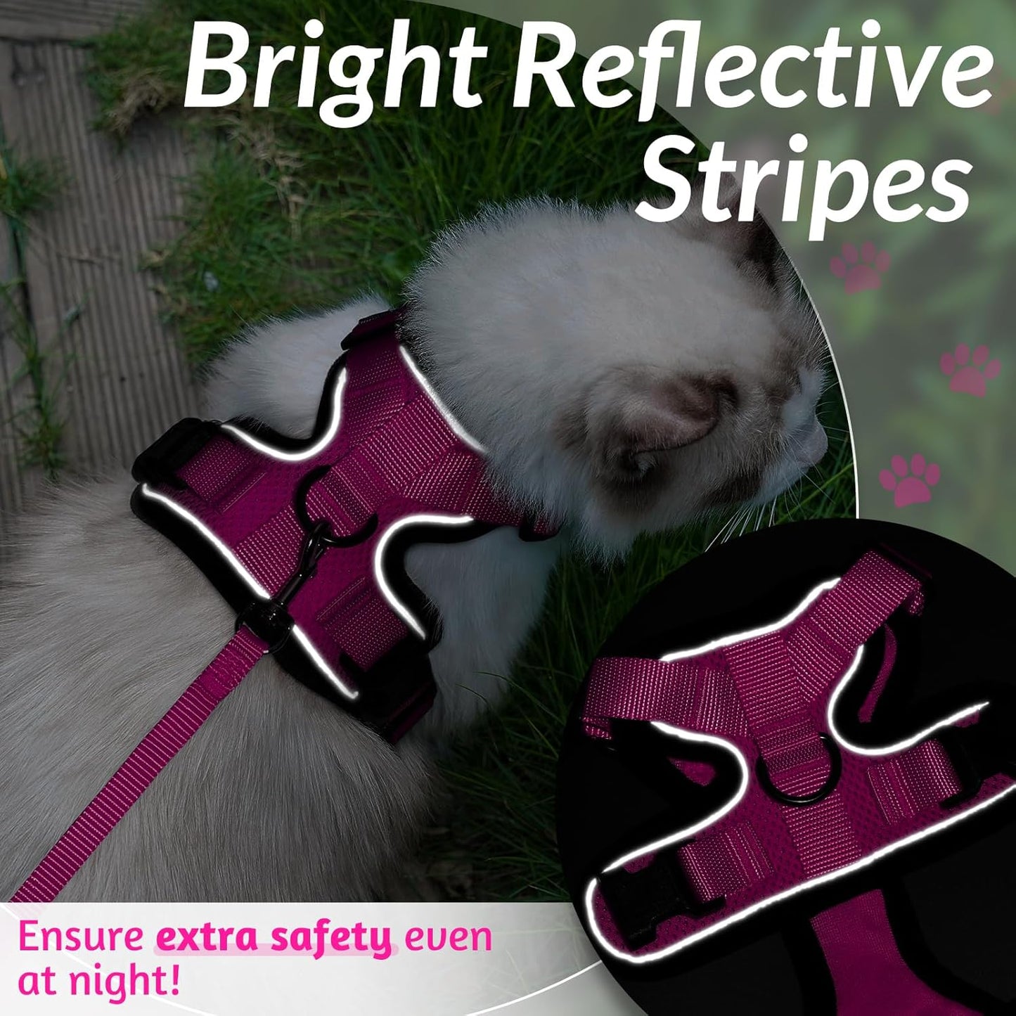 rabbitgoo Cat Harness and Leash for Walking, Escape Proof Soft Adjustable Vest Harnesses for Small Medium Cats, Easy Control Breathable Reflective Strips Jacket, XS, Black