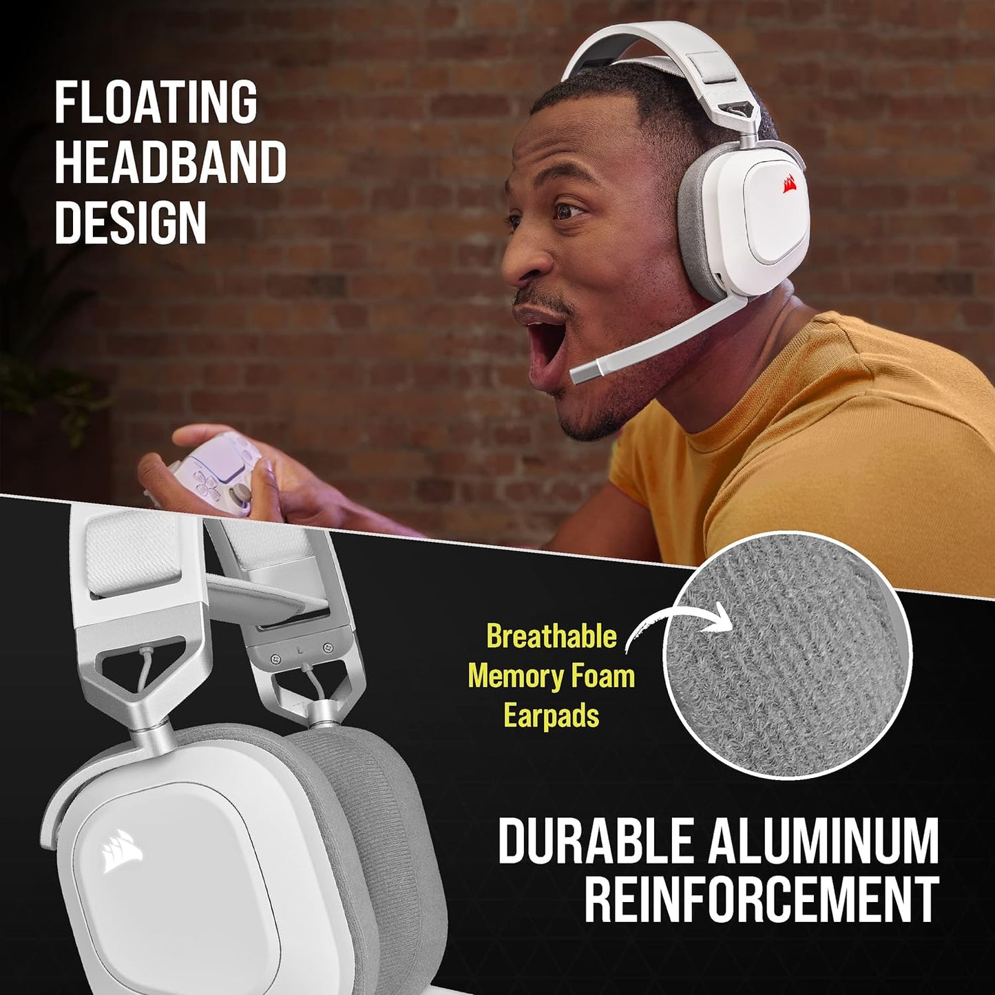 Corsair HS80 RGB USB Premium Gaming Headset with Dolby Audio 7.1 Surround Sound (Broadcast-Grade Omni-Directional Microphone, Memory Foam Earpads, High-Fidelity Sound, Durable Construction) Carbon