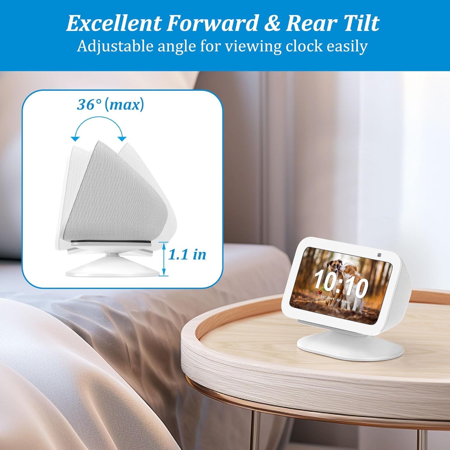 PlusAcc Stand for Show 5 (3rd Gen) - Adjustable Tilt Holder, Magnetic Table Stand Accessories Compatible with iPhone Models & Show 5 3rd Generation, Non-Slip Base (Black)