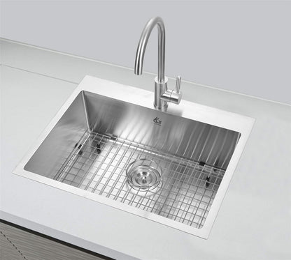 Yutong 16" x 20" Top-Mount/Drop in SS304 Stainless Steel Kitchen Black Sink Single Bowl Without Grid