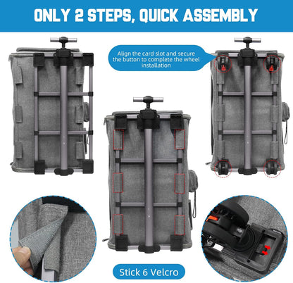 Foldable Large Pet Carrier with Wheels—Accommodates Two Pets, Includes cat Toy and Storage Strap. Breathable and Portable, Ideal for Hiking, Camping, and Travel (Gray)