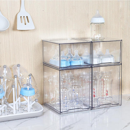 Vtopmart 3 Pack Stackable Clear Plastic Drawer Organizer, Makeup Organizers and Storage for Eyeshadow Palettes, Cosmetics, Beauty Supplies, Ideal for Vanity, Desk, Office, Bathroom Organization