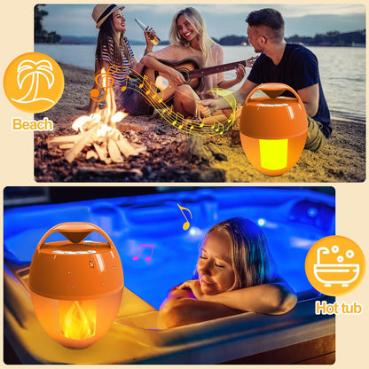 KingSom Bluetooth Pool Speaker, Floating Pool Speakers with LED Flame Light, IP68 Waterproof Hot Tub Speakers,Floating Bluetooth speaker for Pool,Loud Stereo Sound,Hands-Free,24H Playtime pool Speaker