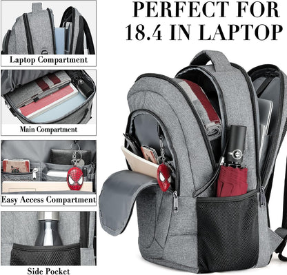 Backpack for Men and Women, School Backpacks for Teen Boys and Girls, Black Water Resistant Back Pack, Business Men Sturdy Computer Bag with USB Charging Port, Gifts