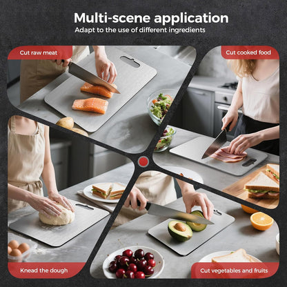 100% Pure Titanium Cutting Board Set of 3, Non-Toxic Titanium Cutting Boards for Kitchen, Double-Sided Food Grade Cutting Board Ideal Charcuterie & Cutting for Meat,Vegetables,Durable Dishwasher