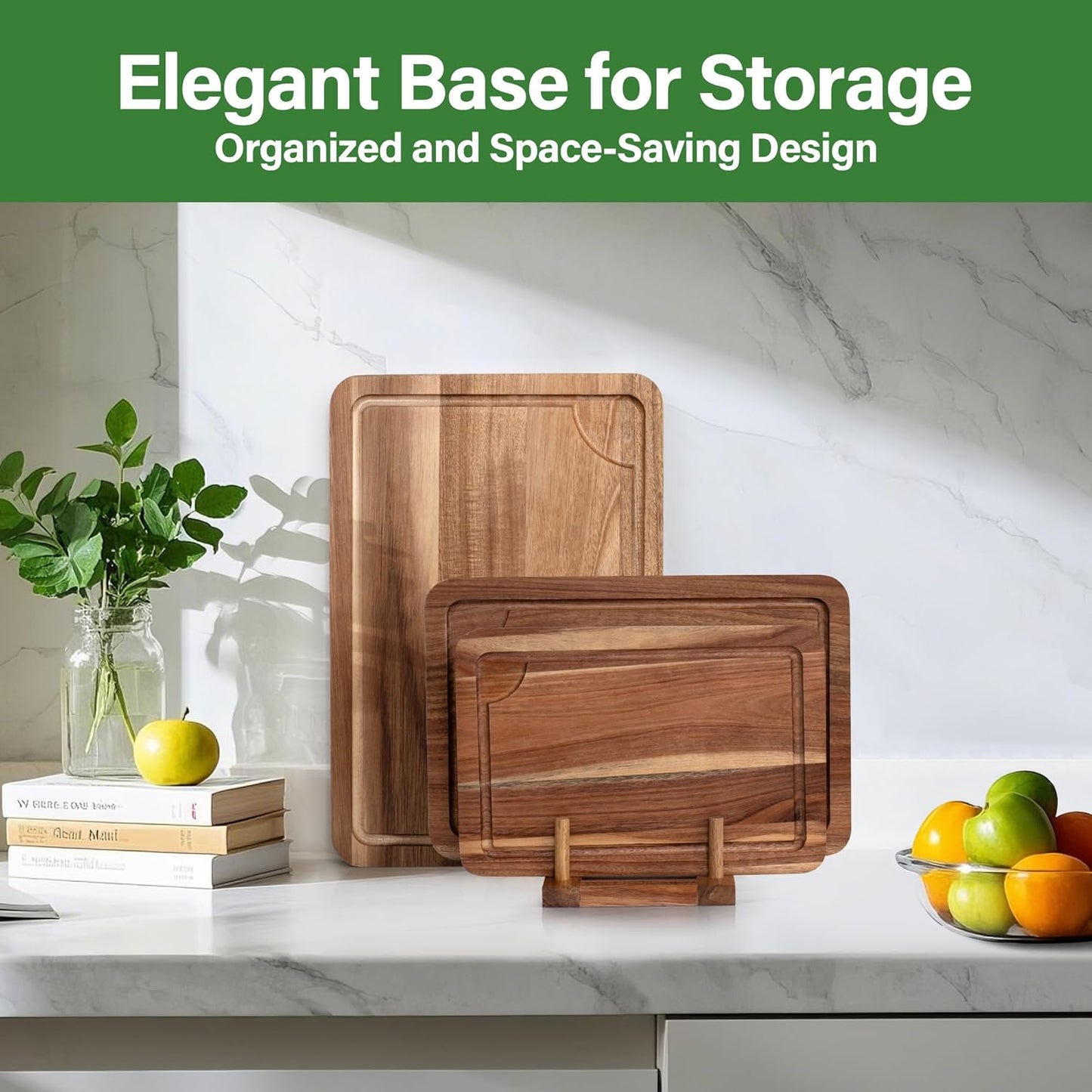 Bamboo Cutting Board for Kitchen, Bamboo Cutting Board Set of 3 with Juice Groove, Double-Sided Chopping Board Serving Board with Hanging Hole for Meat, Vegetables and Cheese