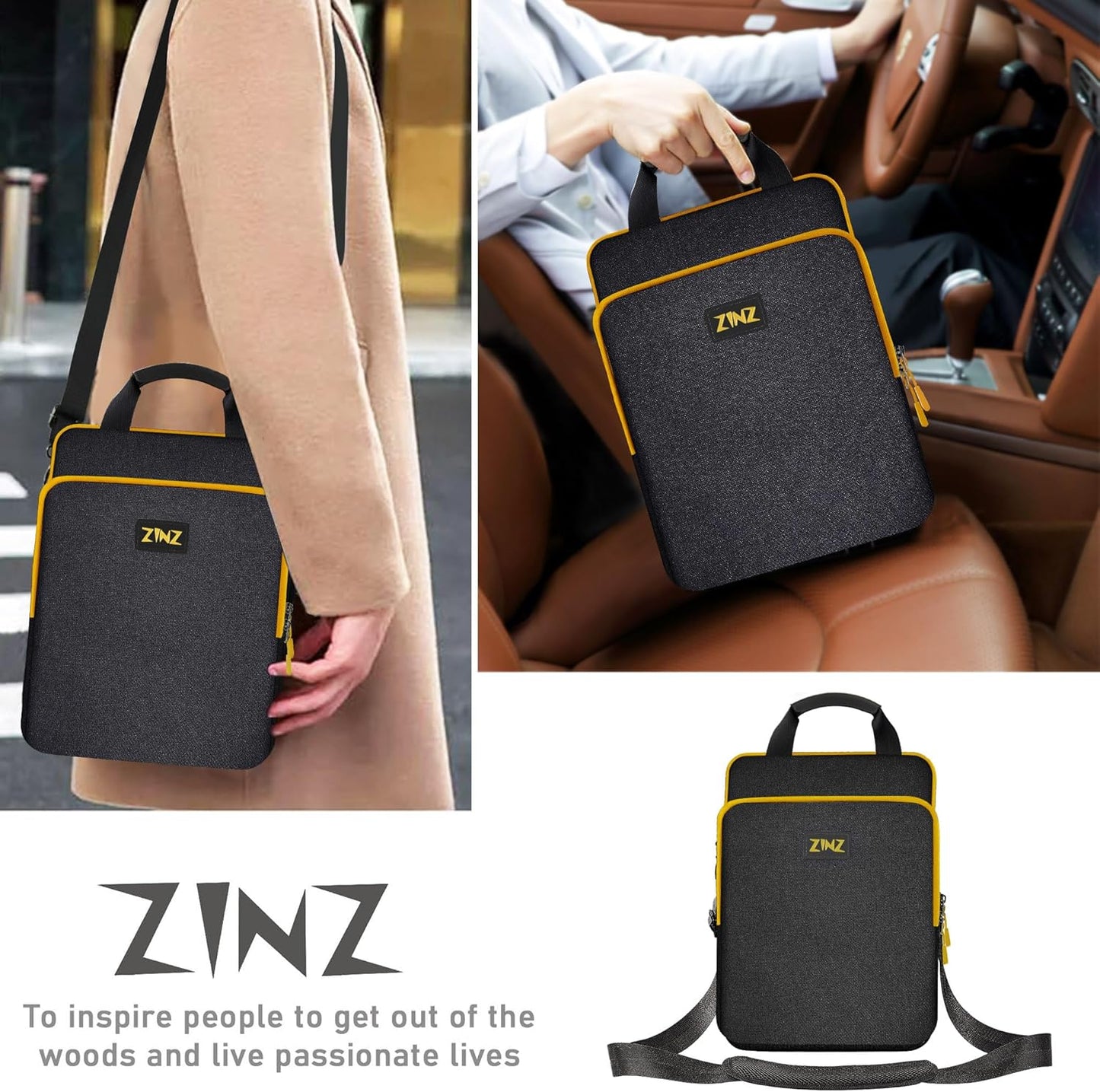 ZINZ Slim & Expandable Case 12.9 13 inch Travel Laptop Shoulder Bag for MacBook Air 13" M3/M2/M1, MacBook Pro 13" M2/M1, iPad Pro 12.9"/13"/11", iPad Air 13",L01G03 - PuriLite