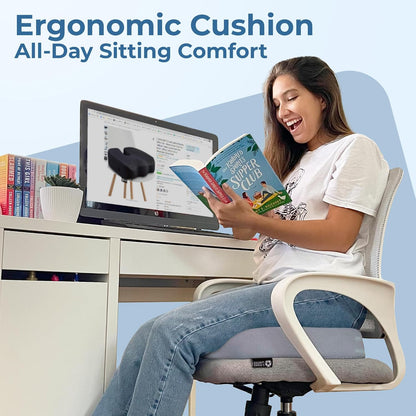 5 STARS UNITED Seat Cushion for Desk Chair - Tailbone, Coccyx Sciatica Pain Relief - Wheelchair Cushions, Black Mesh
