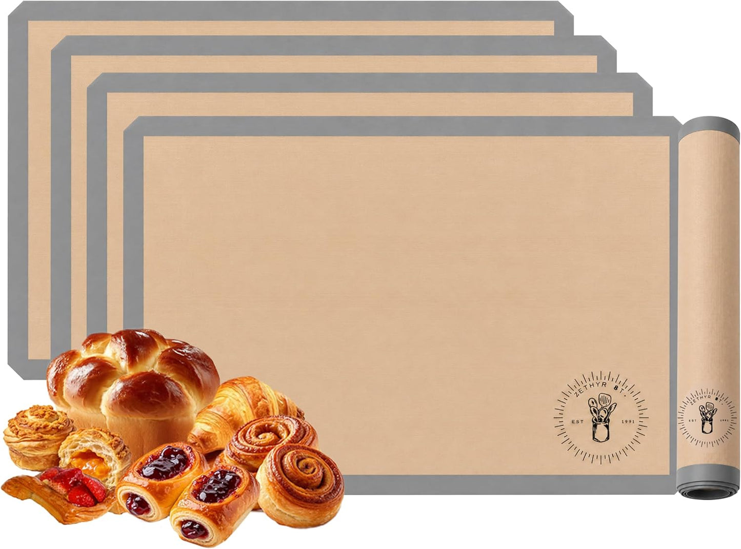Silicone Baking Mats, Full Size Baking Sheet Liners, Pack of 10 Red