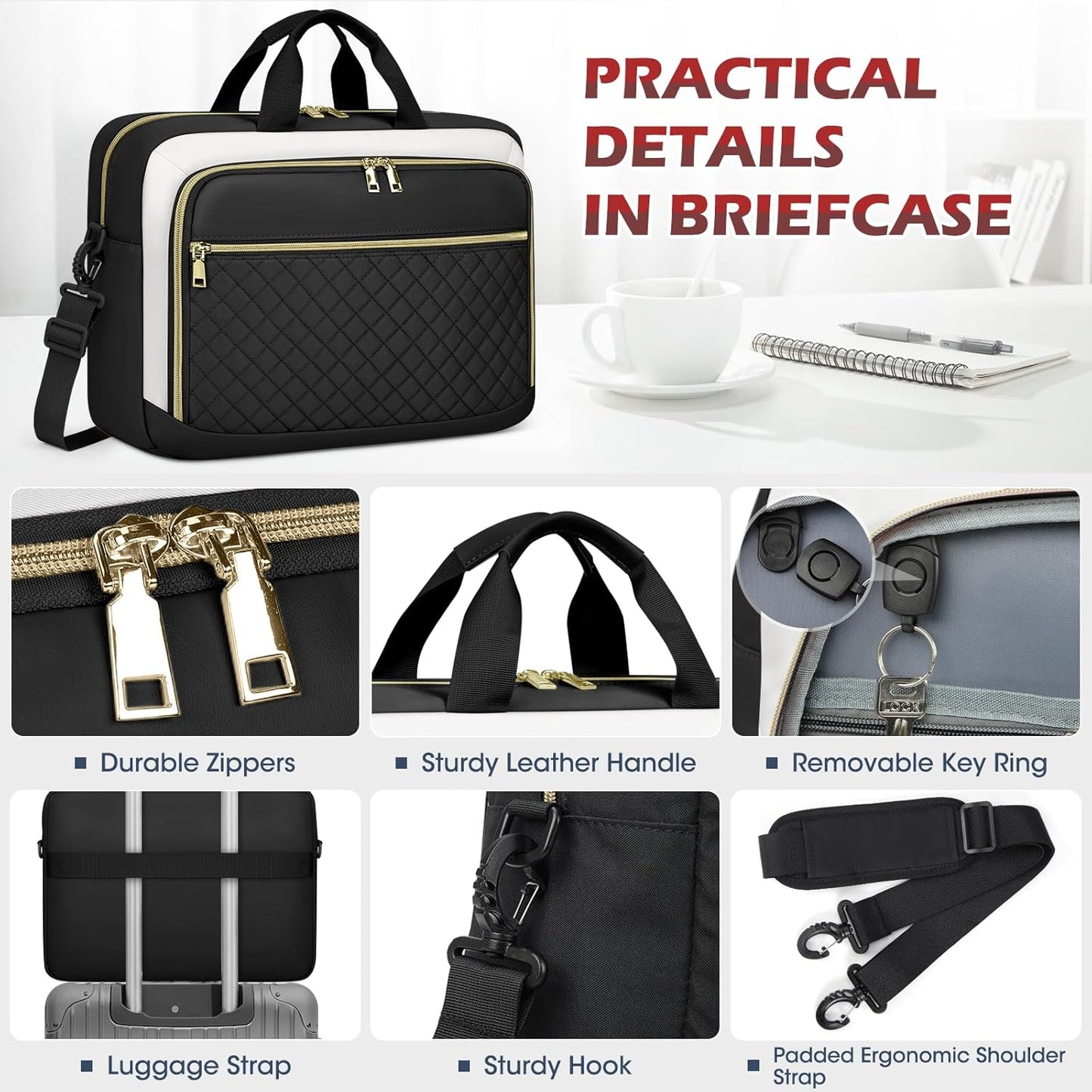 Laptop Bag 17 Inch Laptop Briefcase for Women Waterproof Computer Messenger Bag Professional Laptop Case for Business Work - PuriLite