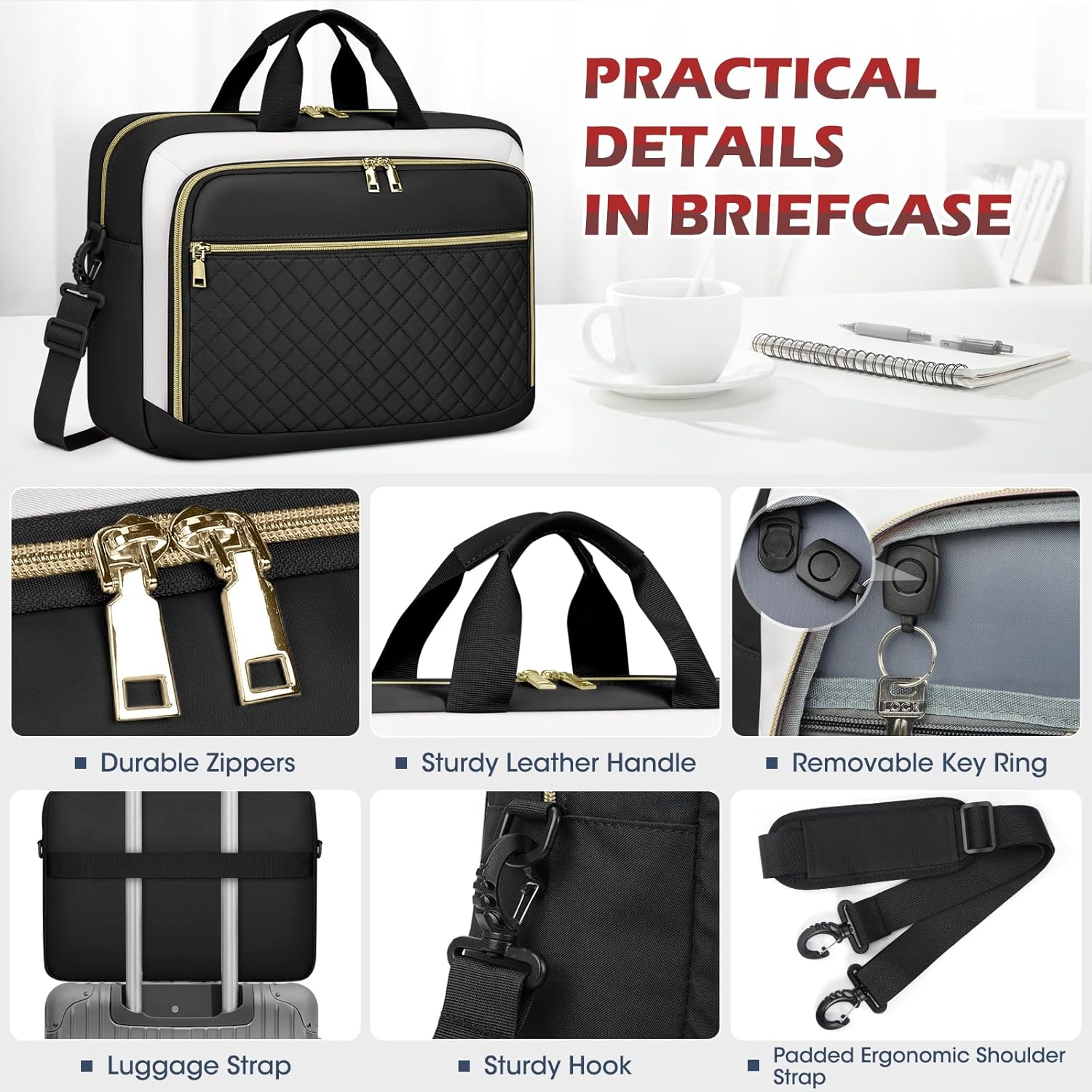Laptop Bag 17 Inch Laptop Briefcase for Women Waterproof Computer Messenger Bag Professional Laptop Case for Business Work - PuriLite
