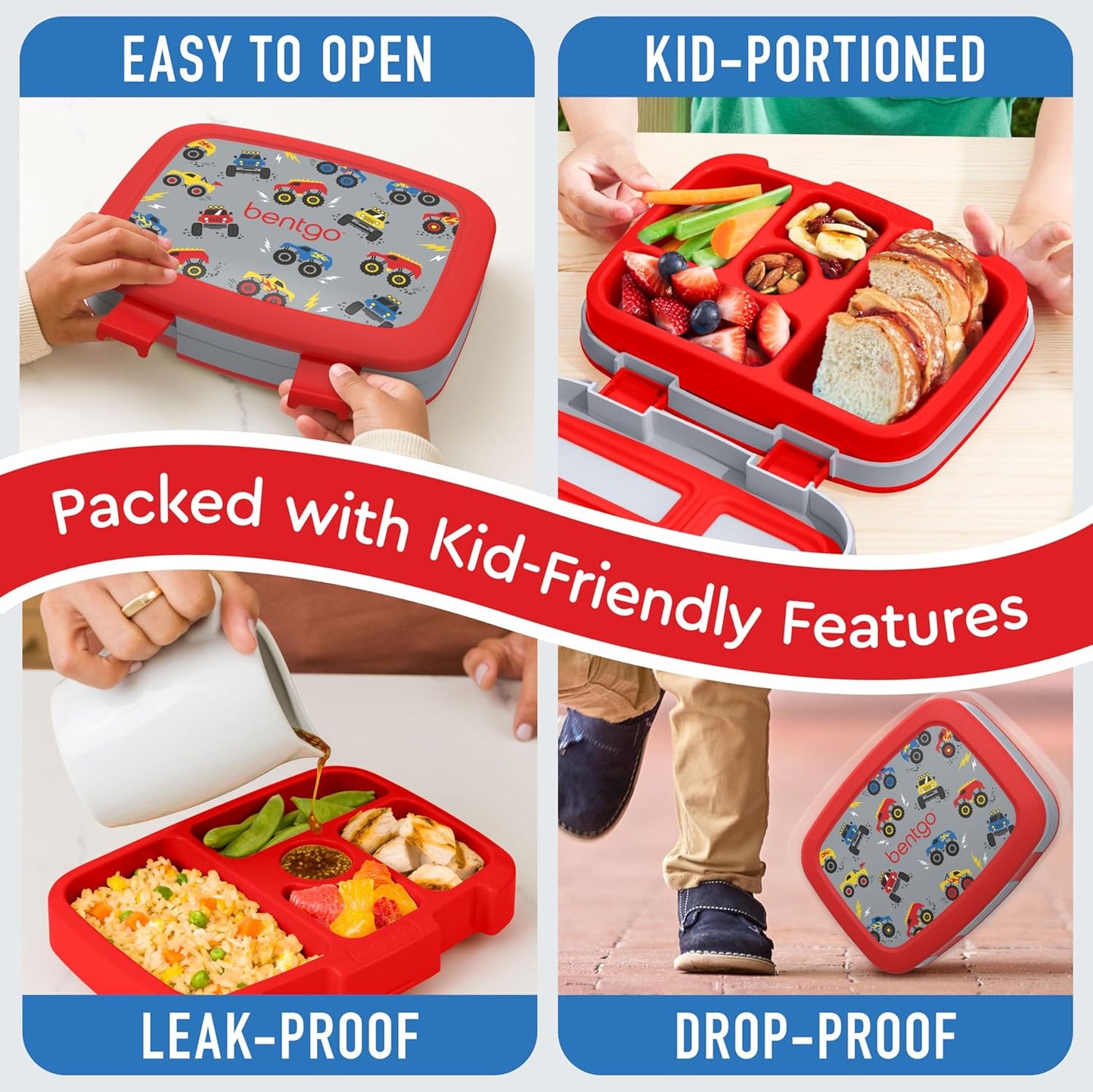 Bentgo Kids Prints (Unicorn) - Leak-Proof, 5-Compartment Bento-Style Kids Lunch Box - Ideal Portion Sizes for Ages 3 to 7 - BPA-Free and Food-Safe Materials