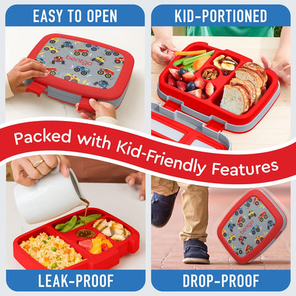 Bentgo Kids Prints (Unicorn) - Leak-Proof, 5-Compartment Bento-Style Kids Lunch Box - Ideal Portion Sizes for Ages 3 to 7 - BPA-Free and Food-Safe Materials