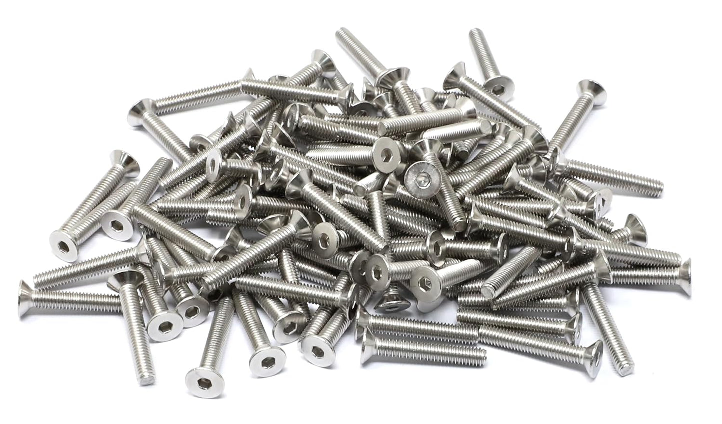 iexcell 5 Pcs M8 x 80mm Thread Pitch 1.25 mm Stainless Steel 304 Hex Socket Flat Head Cap Screws Bolts Kit