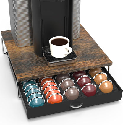 DecoBrothers Vertuo Pod Holder VertuoLine Drawer Storage for Nespresso Coffee Capsules, Crystal Tempered Glass, White