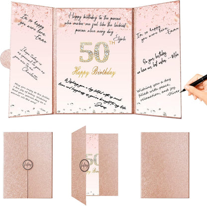 Crenics Rose Gold 70th Birthday Decorations, Creative 70th Birthday Guest Sign in Book Alternative, Large 70th Birthday Signature Book 12" x 18", Great 70 Years Old Birthday Gifts for Women - PuriLite