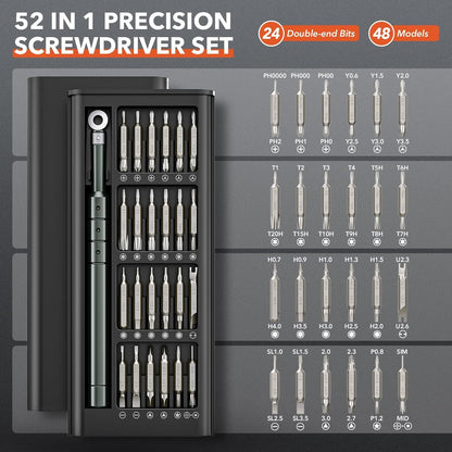 JOREST 50-in-1 Precision Screwdriver Set, Magnetic Mini Repair Tool Kit with Torx & Security Bits - PuriLite
