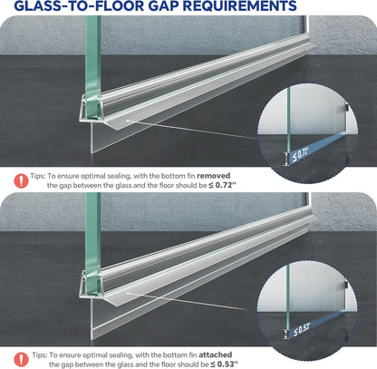 AquivaCoast 2-Pack Shower Door Bottom Seal (1/4" X 36") Clear Glass Shower Door Seal Strip - Stop Shower Leaks
