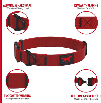 Tuff Pupper Waterproof Action Collar for Dogs | Heavy Duty Water Proof Dog Collar | Tear Proof & Odor Free | Rust-Proof Metal Hardware | Tactical Quick Release Buckle | for Adventurous, Active Dogs