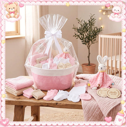 16 Pcs Baby Girl Basket Gift Set Newborn Supply Essentials Stuff