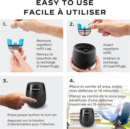 Thermacell Patio Shield Mosquito Repellent E-Series E65X Rechargeable Repeller; 20’ Mosquito Protection Zone; Includes 36-Hour Repellent Refill; No Spray, Flame or Scent; Docking Station