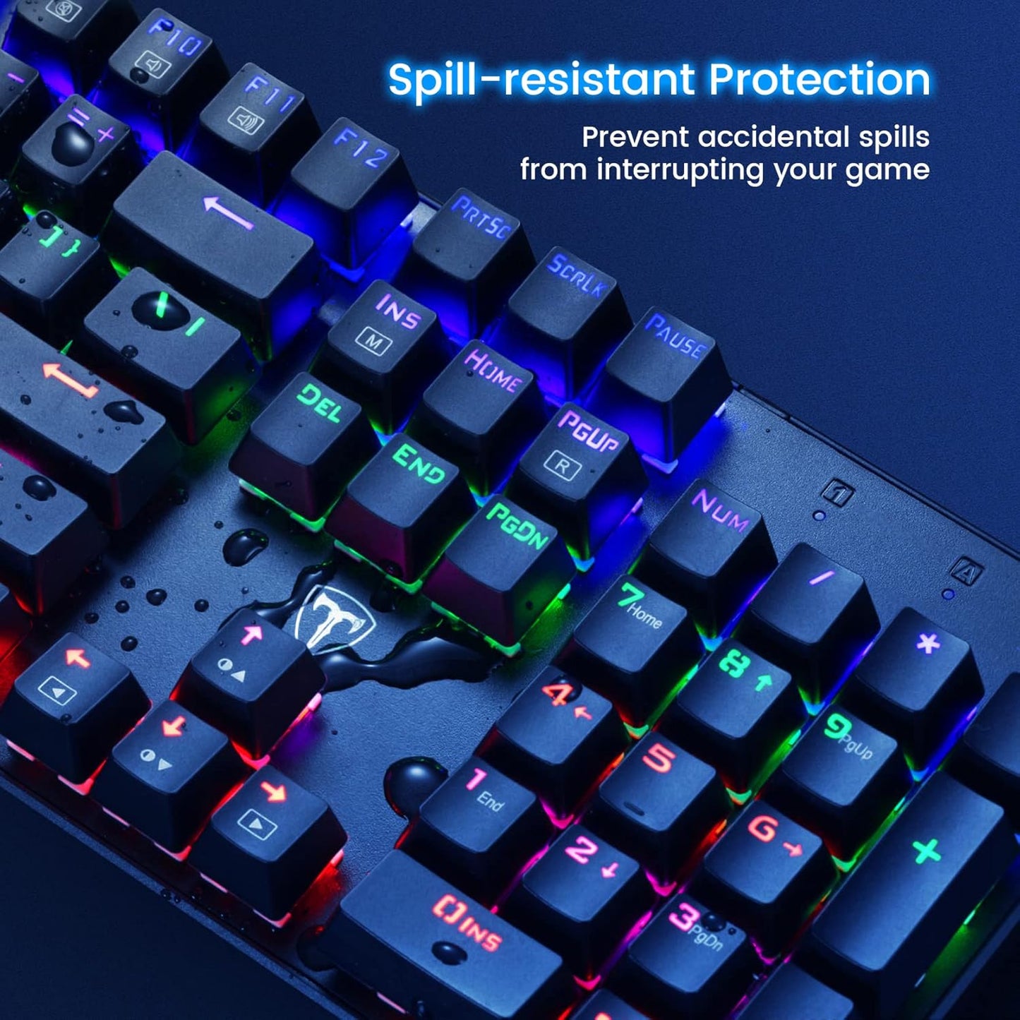Mechanical Gaming Keyboard,RGB 104 Keys Ultra-Slim Rainbow LED Backlit USB Wired Keyboard with Blue Switches,Durable ABS Keycaps/Anti-Ghosting/Spill-Resistant Mechanical Keyboard for PC Mac Xbox Gamer