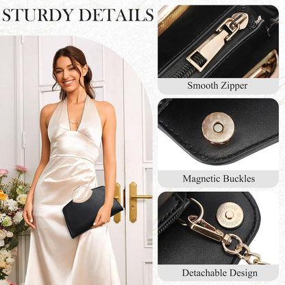 KASQO Clutch Purse for Women,Fashion Vegan Leather Evening Bag Formal Handbag Crossbody Bag for Party Wedding Cocktail Prom - PuriLite