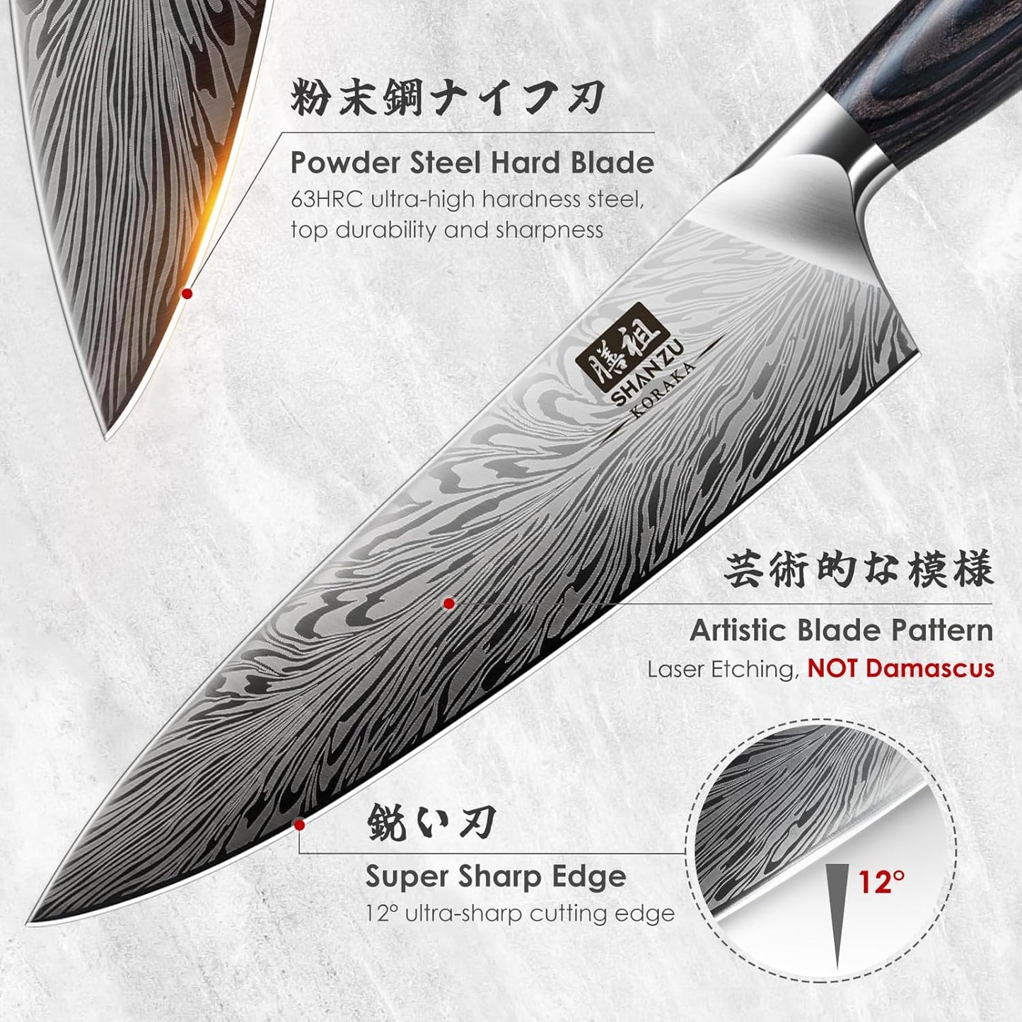 SHAN ZU Fillet Knife 7 Inch, Powder Steel Boning Knife High Carbon Japanese Filleting Knife, Ultra Sharp Deboning Knife for Meat Cutting, Fish Knife with Ergonomic Pakkawood Handle
