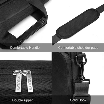 MOSISO 360 Protective Laptop Shoulder Bag Compatible with MacBook Pro 16 2023-2019 M2 A2780 M1 A2485 Pro/Max A2141,15-15.6 inch Notebook,Polyester Sleeve with 3 Front Pockets&Fix Handle&Belt,Black - PuriLite