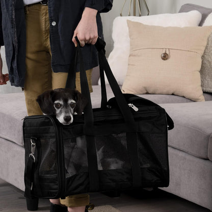 Sherpa Original Deluxe Travel Bag Pet Carrier, Airline Approved & Guaranteed-On-Board - Mesh Panels & Spring Frame, Locking Safety Zippers, Machine Washable Liner - Charcoal Gray, Medium