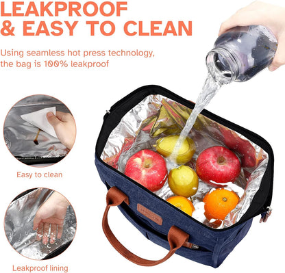Lunch Bag for Women & Men, Insulated Lunch Box Cooler Tote Bags, Adult Reusable Lunch Boxes with Water Resistant for Work, Travel and Picnic (Grey)