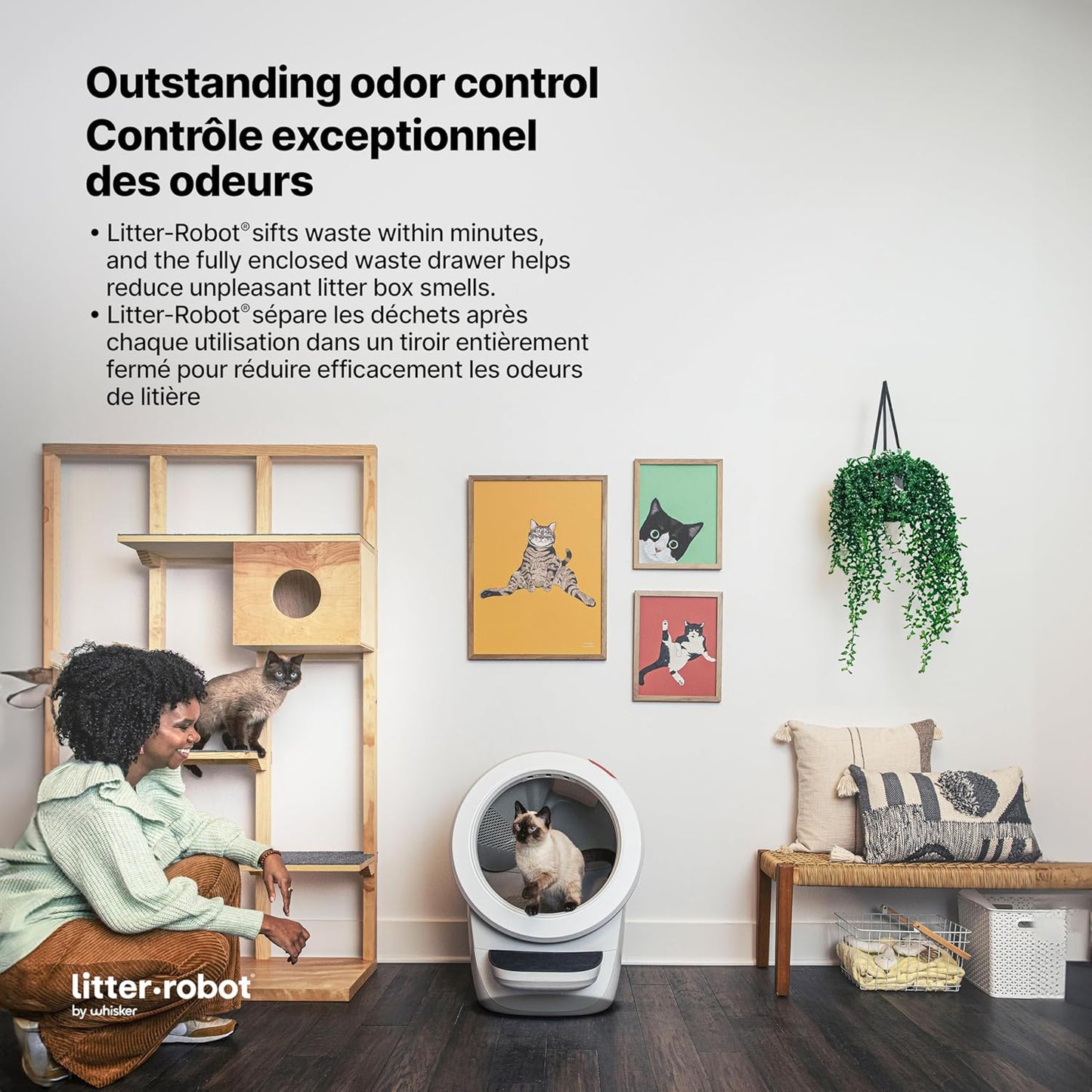 Litter-Robot 4 with Step & Fence by Whisker, White - Automatic, Self-Cleaning Cat Litter Box, Helps Reduce Litter Box Odors, Never Scoop Again, Includes 1 Year of WhiskerCare